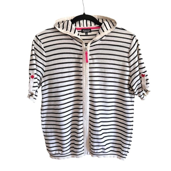 SONIA RYKIEL Vintage Y2K Striped Cotton Knit Top Made in Japan Parisian Chic M - Picture 12 of 15